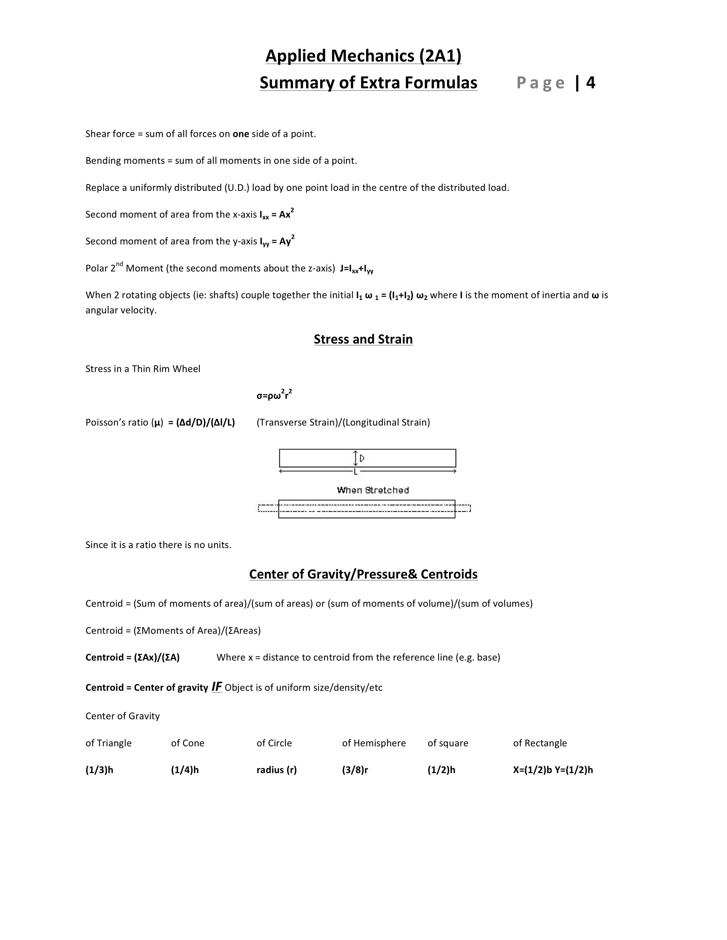 2A1 Summary Of Extra Mechanics Formulas Part (4/5)