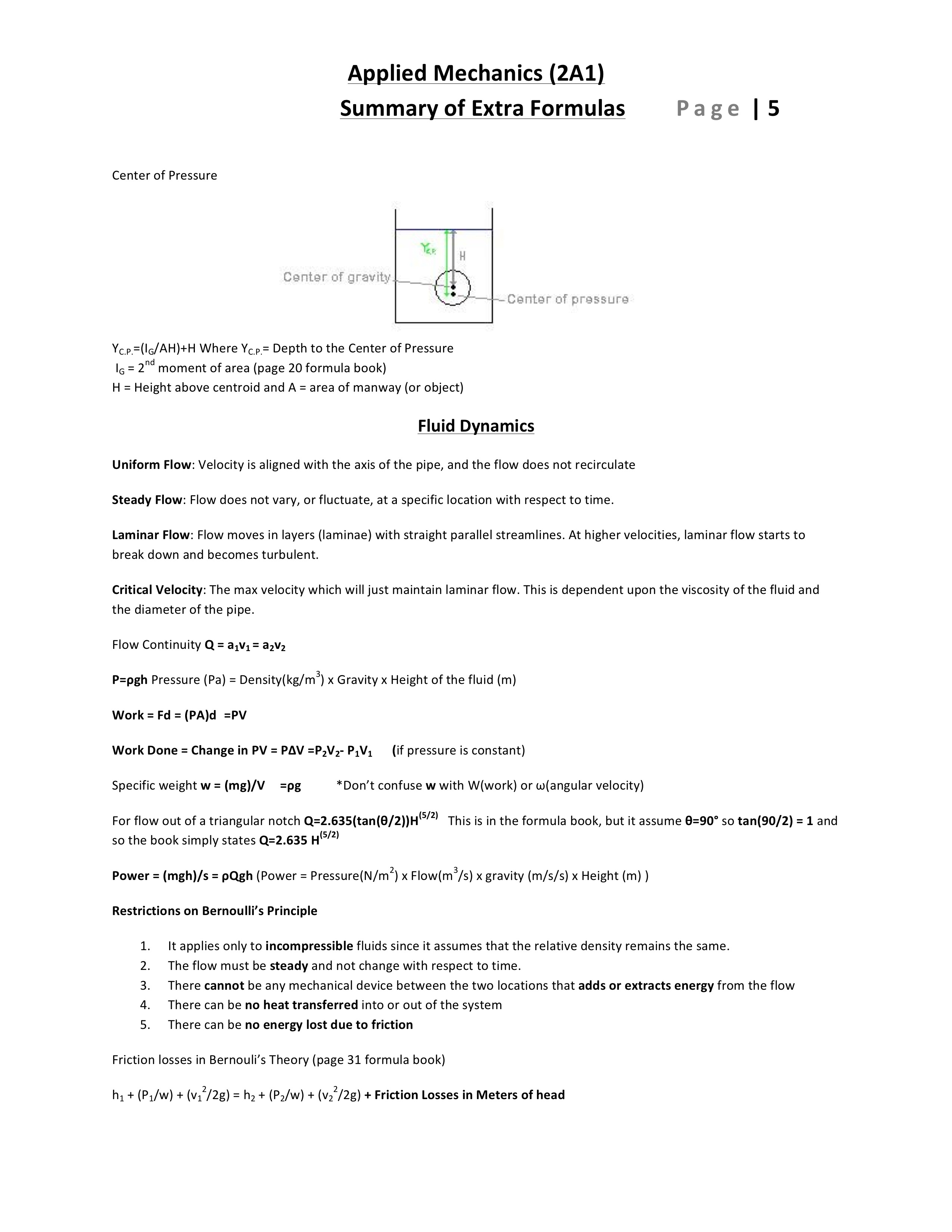 2A1 Summary Of Extra Mechanics Formulas Part (5/5)