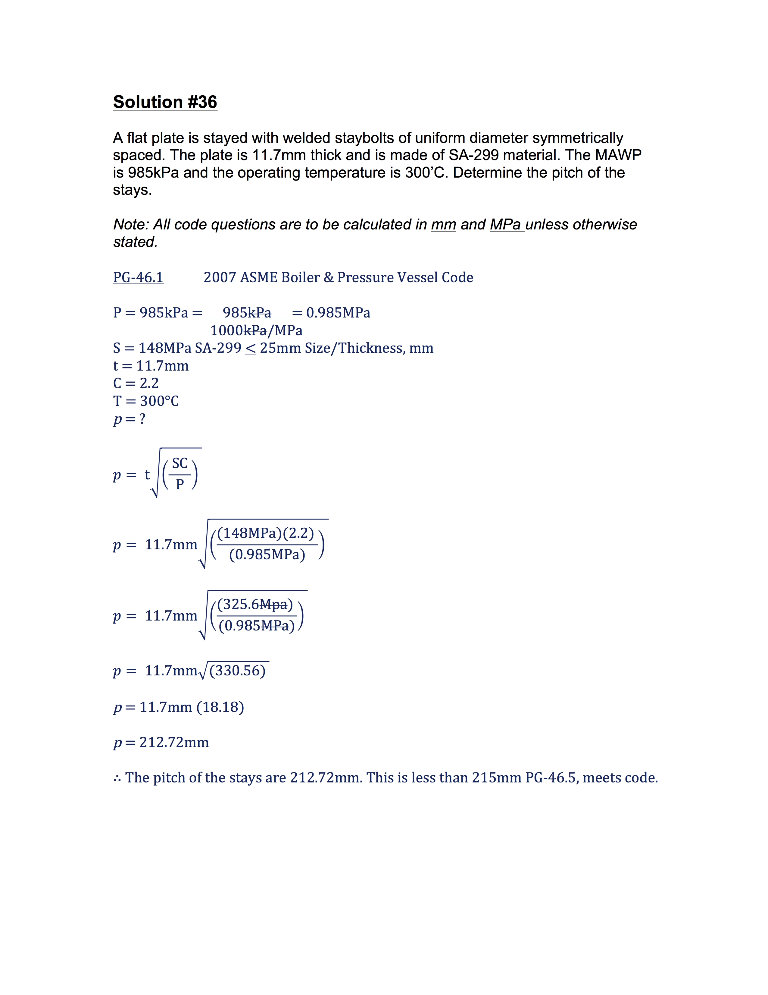 How To: Determine Stayed Surface Calculations - 2A1 Solution #36