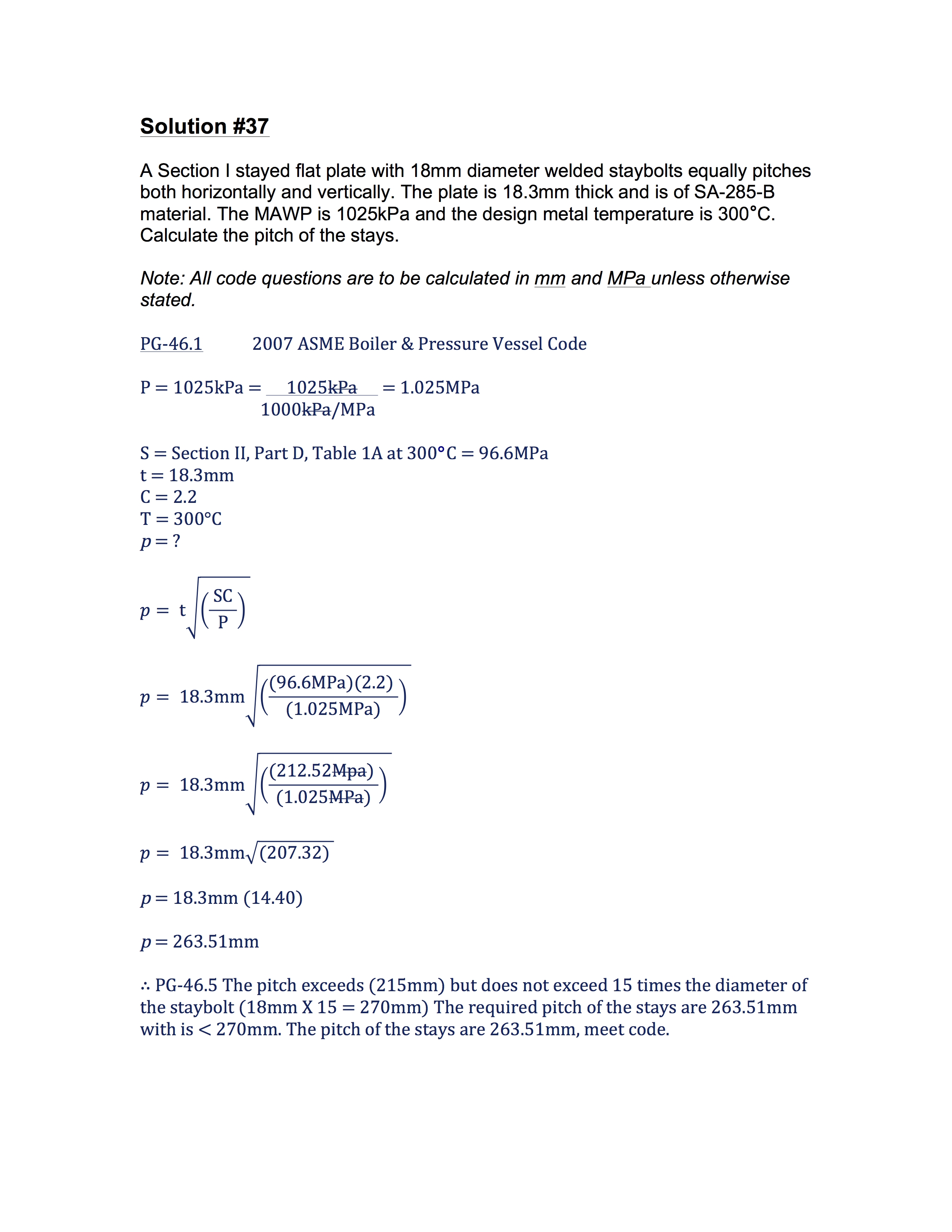 How To: Determine Stayed Surface Calculations - 2A1 Solution #37