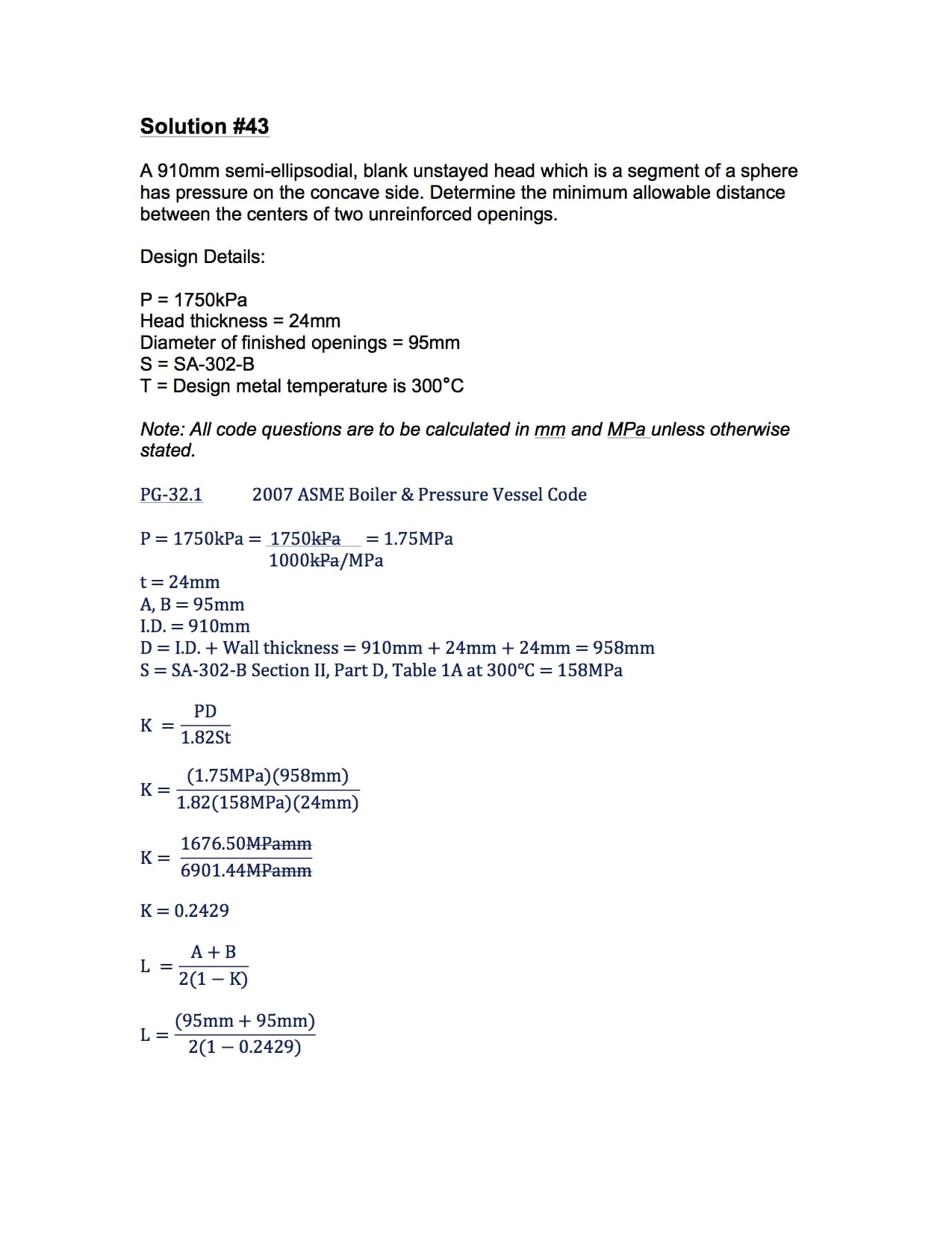 How To: Determine Openings In Shells, Headers, And Dished Heads - 2A1 Solution #43 Part (1/2)